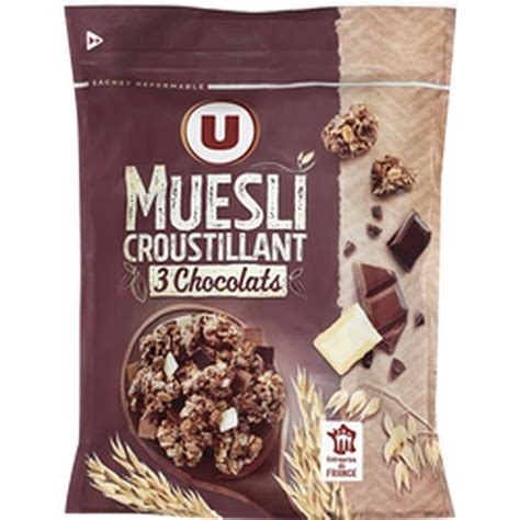 Muesli croustillant 3 chocolats .
